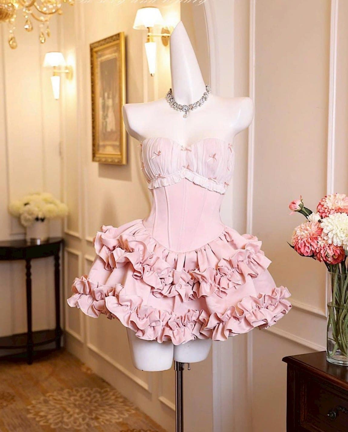 ชุดเดรส เกาะอก กระโปรงบาน สีขาว สีดำ สีชมพู ZEN LULU 2195 SIZE M-L BKK รูปที่ 7