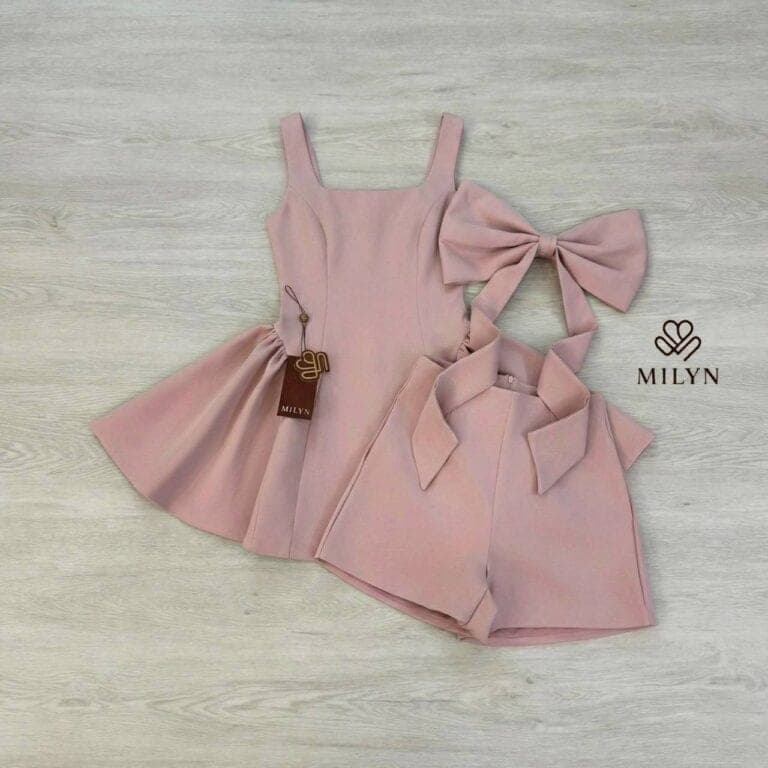ชุดเซ็ท เสื้อ กางเกง โบว์ สีชมพู 4025 Size S BKK รูปที่ 8