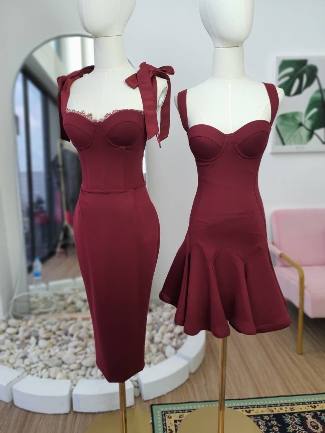 ชุดเดรส สีแดง POEM 1011 Size S-M (36) BKK รูปที่ 5