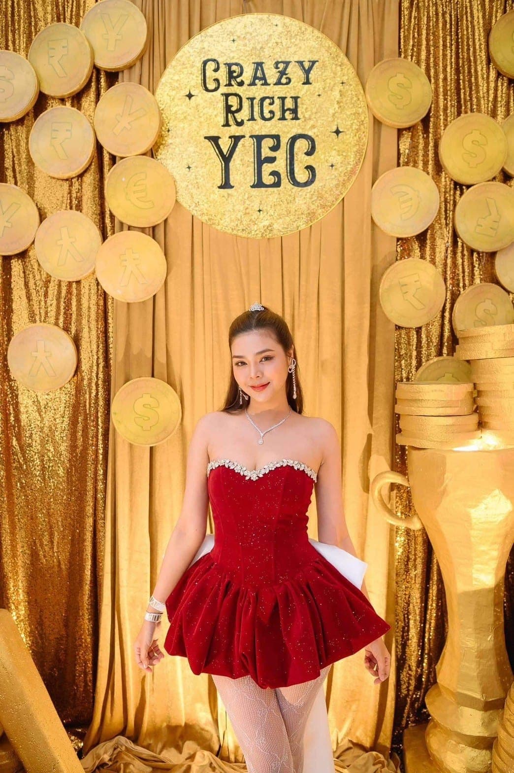 ชุดเดรส สีแดง เพรช โบว์ใหญ่ Brand LANE CI 2133 Size L BKK รูปที่ 8