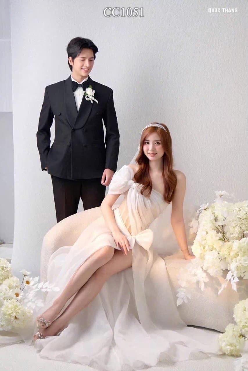 ชุดเดรส-ราตรี แต่งงาน แต่งโบว์ สีขาว Brand HiSo 3047 Size S-M BKK รูปที่ 5