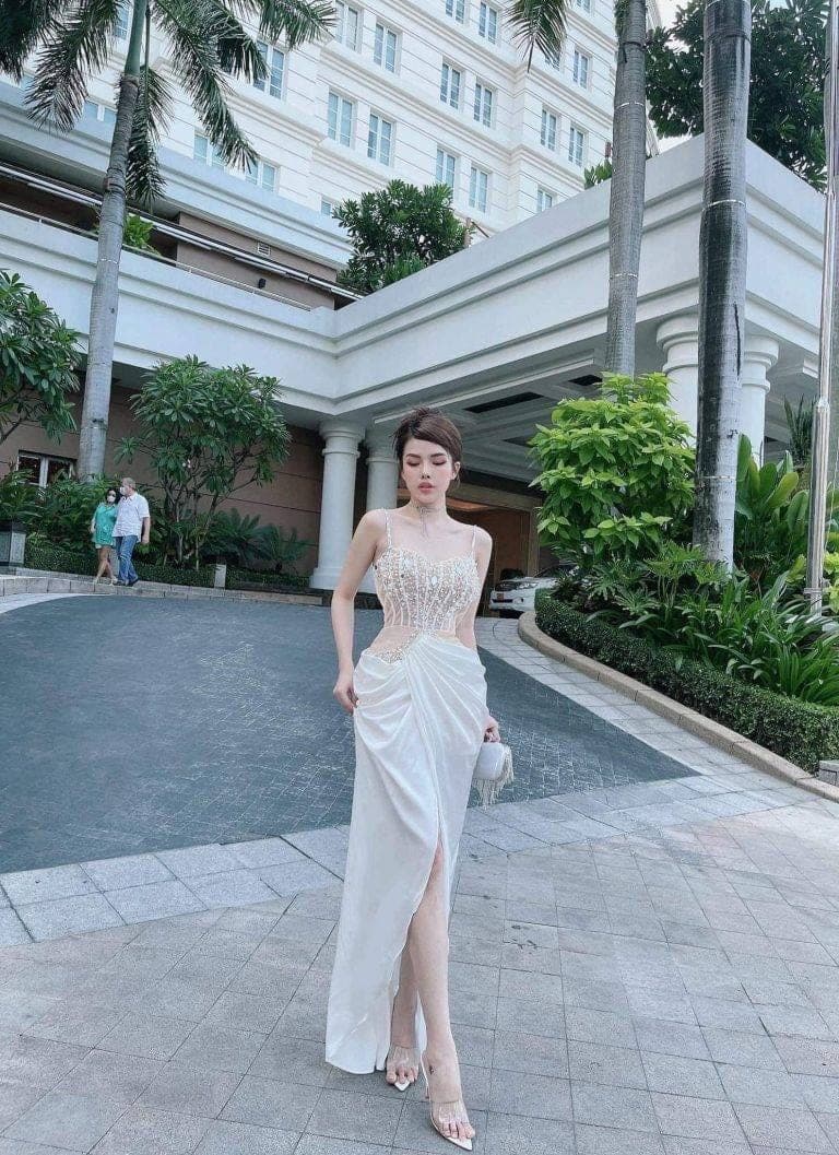 ชุดเดรส แต่งมุก สีขาว Brand HiSo 3045 Size S-M BKK รูปที่ 5
