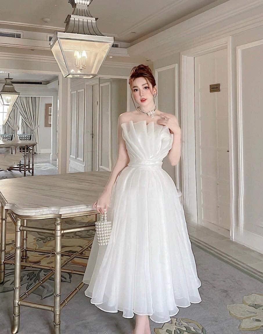 ชุดแต่งงาน ชุดเจ้าสาว เกาะอก สีขาว Brand HiSo 3044  Size S-M BKK รูปที่ 4