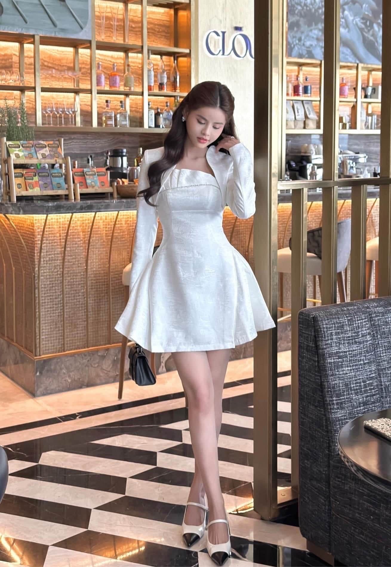 ชุดเดรส สีชมพู สีขาว BRAND TRANALI 4016 Size S BKK รูปที่ 8