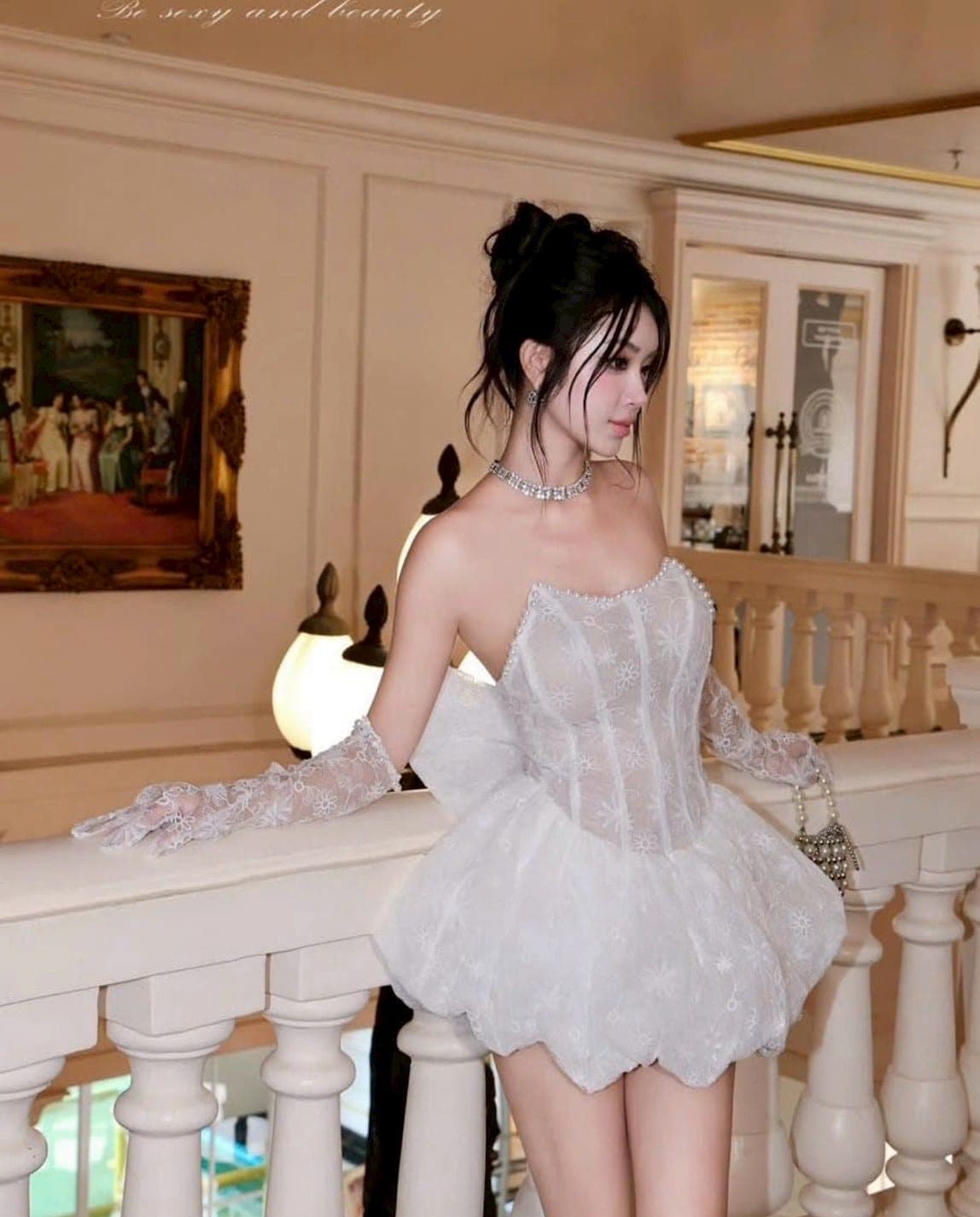 ชุดเดรส เกาะอก โบว์ สีชมพู ZEN LULU 2196 SIZE S M BKK รูปที่ 8