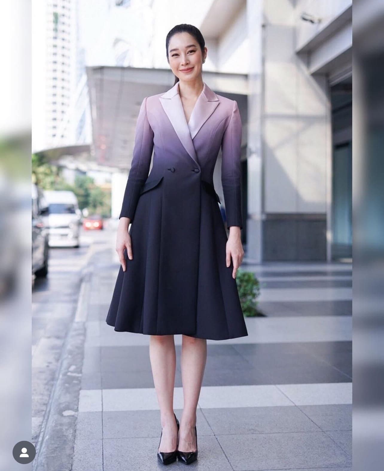 ชุดเดรส สูท สีทูโทน POEM 1025 Size S-M-L (38) BKK รูปที่ 4