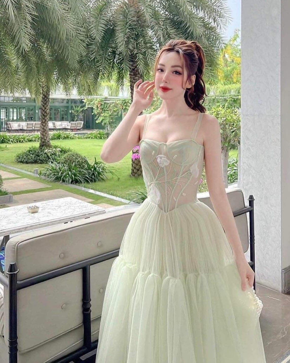 ชุดเดรส สีเขียว Brand HiSo 3021 Size S-M BKK รูปที่ 5