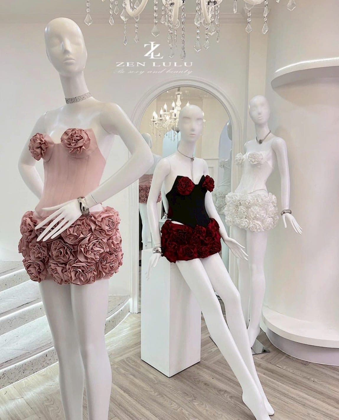 ชุดเซ็ท 2 ชิ้น กุหลาบ สีขาว สีชมพู ZEN LULU 4020 SIZE S-M BKK รูปที่ 4