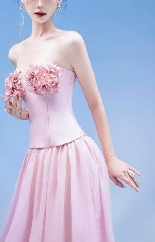 ชุดเซ็ท เกาะอก แต่งดอก BRAND TRANALI สีชมพู 4018 Size BKK รูปที่ 7
