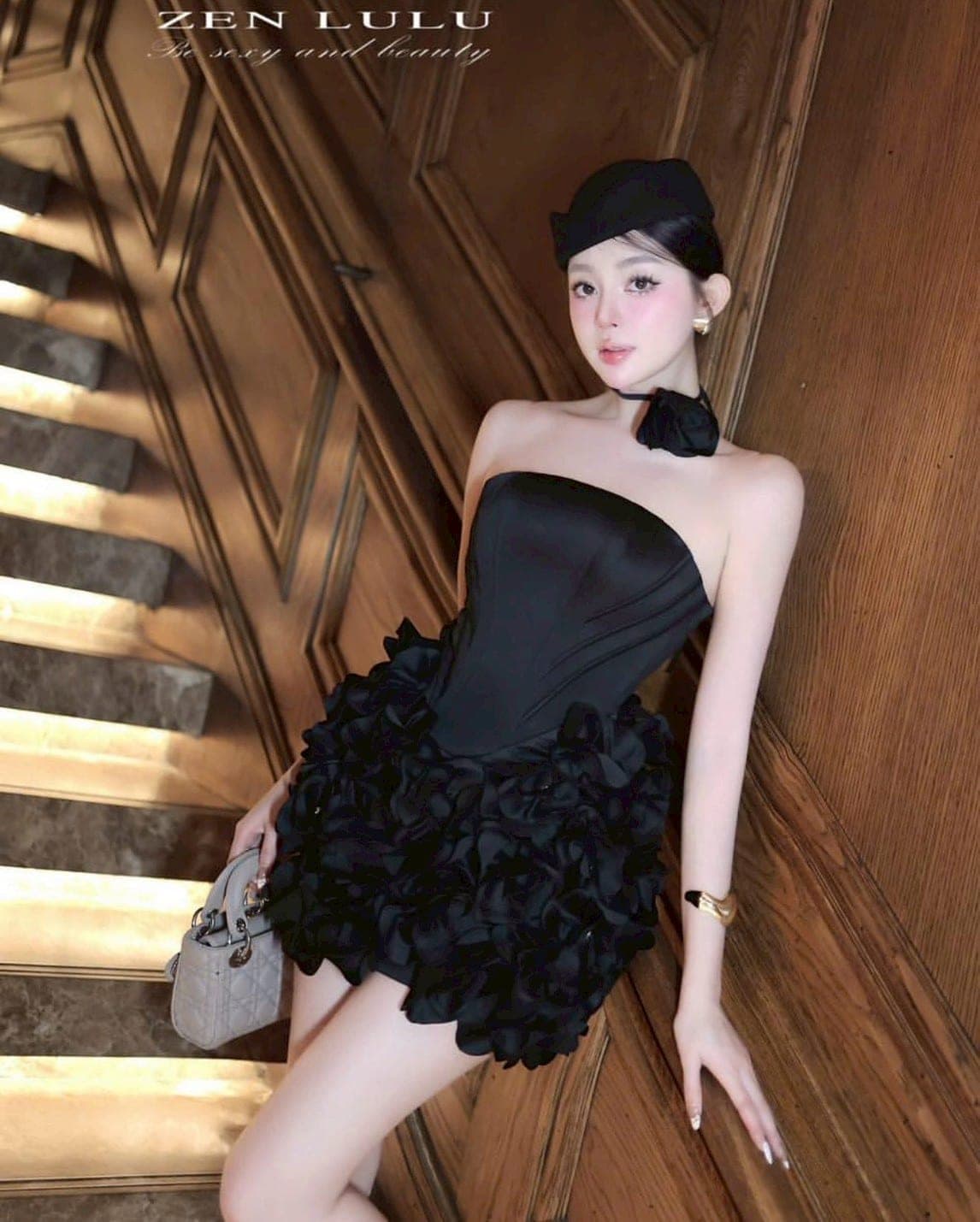 ชุดเดรส กุหลาบ ดำ ชมพู ZEN LULU 2190 SIZE S-M BKK รูปที่ 7