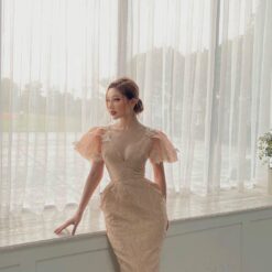 ชุดเดรส สีโอรส สีแดง VANANHSCARLET 2139 Size S-M