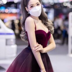 ชุดเซ็ท เสื้อสายเดี่ยว+กระโปรง สีแดง POEM แท้ 1001 Size S-M (36)