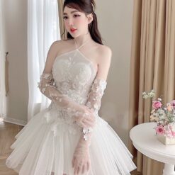 ชุดเดรส แต่งดอก สีขาว Brand HiSo 2132 Size S-M