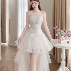 ชุดเดรส แต่งดอก สีขาว Brand HiSo 2132 Size S-M