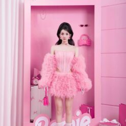 ชุดเซ็ท 3 ชิ้น เสื้อ+กระโปรง+ผ้าคลุม สีชมพู 4005 Size S