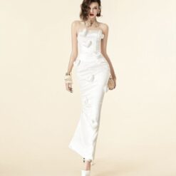 ชุดเดรส เกาะอก แต่งหัวใจ สีขาว BRAND MAEL 3036 Size S