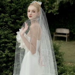 ชุดเดรส เกาะอก แต่งดอก สีขาว 2108 Size S-M