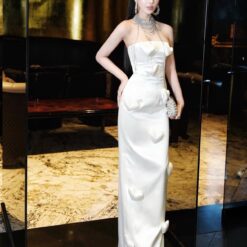 ชุดเดรส เกาะอก แต่งหัวใจ สีขาว BRAND MAEL 3036 Size S