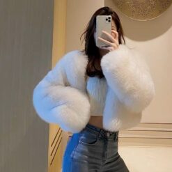 เสื้อ ขนเฟอร์ สีขาว ตปท 9003 Freesize
