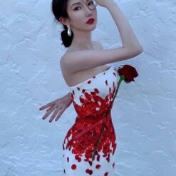 ชุดเดรส POME คอลเลคชั่น กุหลาบ+เข็มขัด 1015 Size S-M (38)