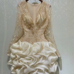 ชุดเดรส แขนยาว สีครีม Brand HiSo 2183 Size S-M