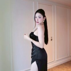 ชุดเดรส-ราตรี สายเดี่ยว สีดำ ZEN LULU 3066 SIZE S-M