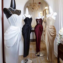 ชุดเดรส-ราตรี สายเดี่ยว สีขาว สีแดง สีครีมทอง ZEN LULU 3070 SIZE S-M