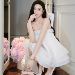 ชุดเซ็ท 2 ชิ้น สีขาว เชือกถักที่อกสีขาวอ่อน TRANALI 4022 SIZE S,M