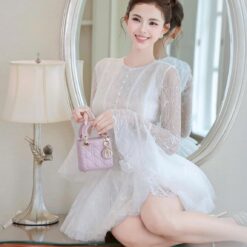 ชุดเดรส แขนยาว ลูกไม้ กระโปรงฟู TRANALI 2202 SIZE S-M