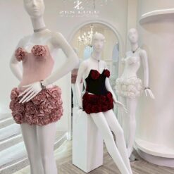 ชุดเซ็ท 2 ชิ้น กุหลาบ สีขาว สีชมพู สีดำ-แดง ZEN LULU 4020 SIZE S-M