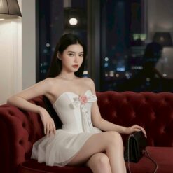 ชุดเดรส เกาะอก กุหลาบ กระโปรงฟู ZEN LULU เวียดนาม 2198 SIZE S-M