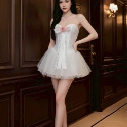 ชุดเดรส เกาะอก กุหลาบ กระโปรงฟู ZEN LULU เวียดนาม 2198 SIZE S-M