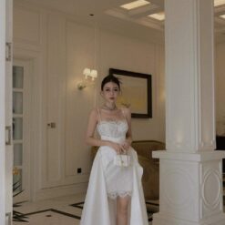 ชุดเดรส สีขาว ลายลูกไม้ Brand HiSo 2163 SIZE S-M