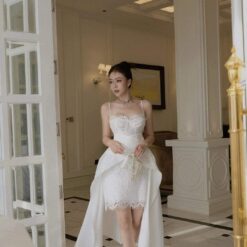 ชุดเดรส สีขาว ลายลูกไม้ Brand HiSo 2163 SIZE S-M