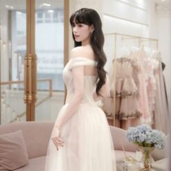 ชุดเดรส ปาดไหล่ สีขาว 3056 Brand HiSo Size FREESIZE