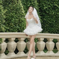 ชุดเดรส เกาะอก ผีเสื้อ สีขาว BRAND LANE CI 2199 Size S-M