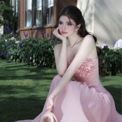 ชุดเซ็ท เกาะอก แต่งดอก BRAND TRANALI สีชมพู 4018 Size