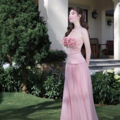 ชุดเซ็ท เกาะอก แต่งดอก BRAND TRANALI สีชมพู 4018 Size