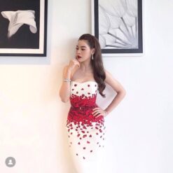 ชุดเดรส POME คอลเลคชั่น กุหลาบ+เข็มขัด 1015 Size S-M (38)