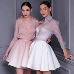 เสื้อเชิ๊ตซีฟอง+เสื้อเกาะอก+กระโปรง POEM 1027 Size S-M (ุ36)