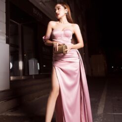 ชุดเดรส ราตรี สีชมพู VANANHSCARLET 3049 Size S-M