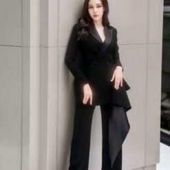 ชุดสูท+กางเกง สีดำ POEM แท้ 1021 Size S-M (36)