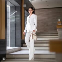 ชุดสูท+กางเกง สีขาว POEM แท้ 1002 Size S-M (36)