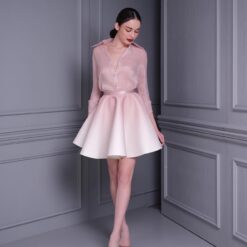 เสื้อเชิ๊ตซีฟอง+เสื้อเกาะอก+กระโปรง POEM 1027 Size S-M (ุ36)