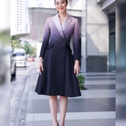 ชุดเดรส สูท สีทูโทน POEM 1025 Size S-M-L (38)