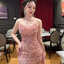 ชุดเดรส กลิตเตอร์ สีชมพู Brand HiSo 2165 Size S-M