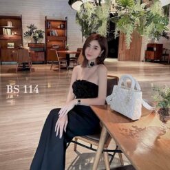 ชุดเซ็ท เกาะอกดอก สีขาว สีดำ Brand เวียดนามแท้ 4015 Size S