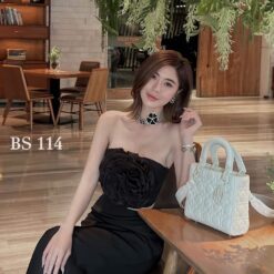 ชุดเซ็ท เกาะอกดอก สีขาว สีดำ Brand เวียดนามแท้ 4015 Size S