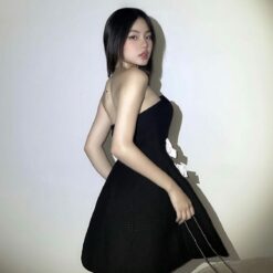 ชุดเดรส โบว์ขาว สีดำ Laneci 2169 Size S-M