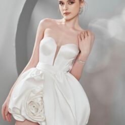 ชุดเดรส เกาะอก กุหลาบ สีขาว Brand HiSo 2155 Size S-M